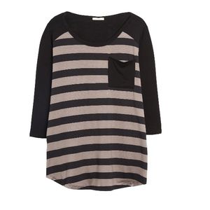Black and Tan striped 3/4 length sleeve